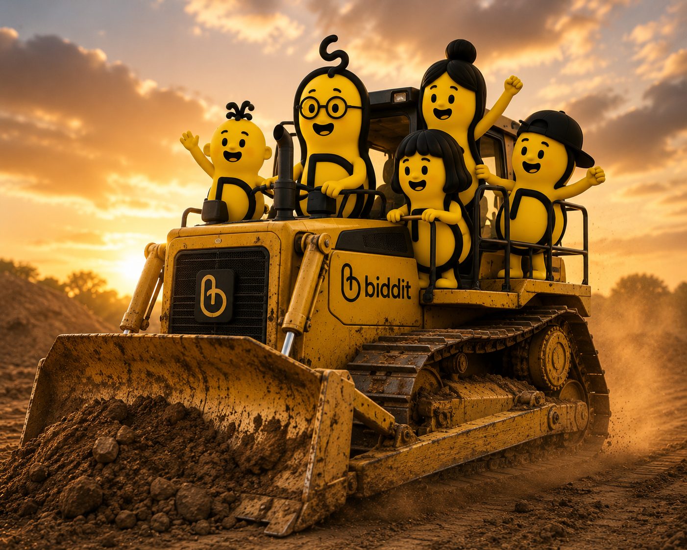 Biddits running heavy equipment on a job