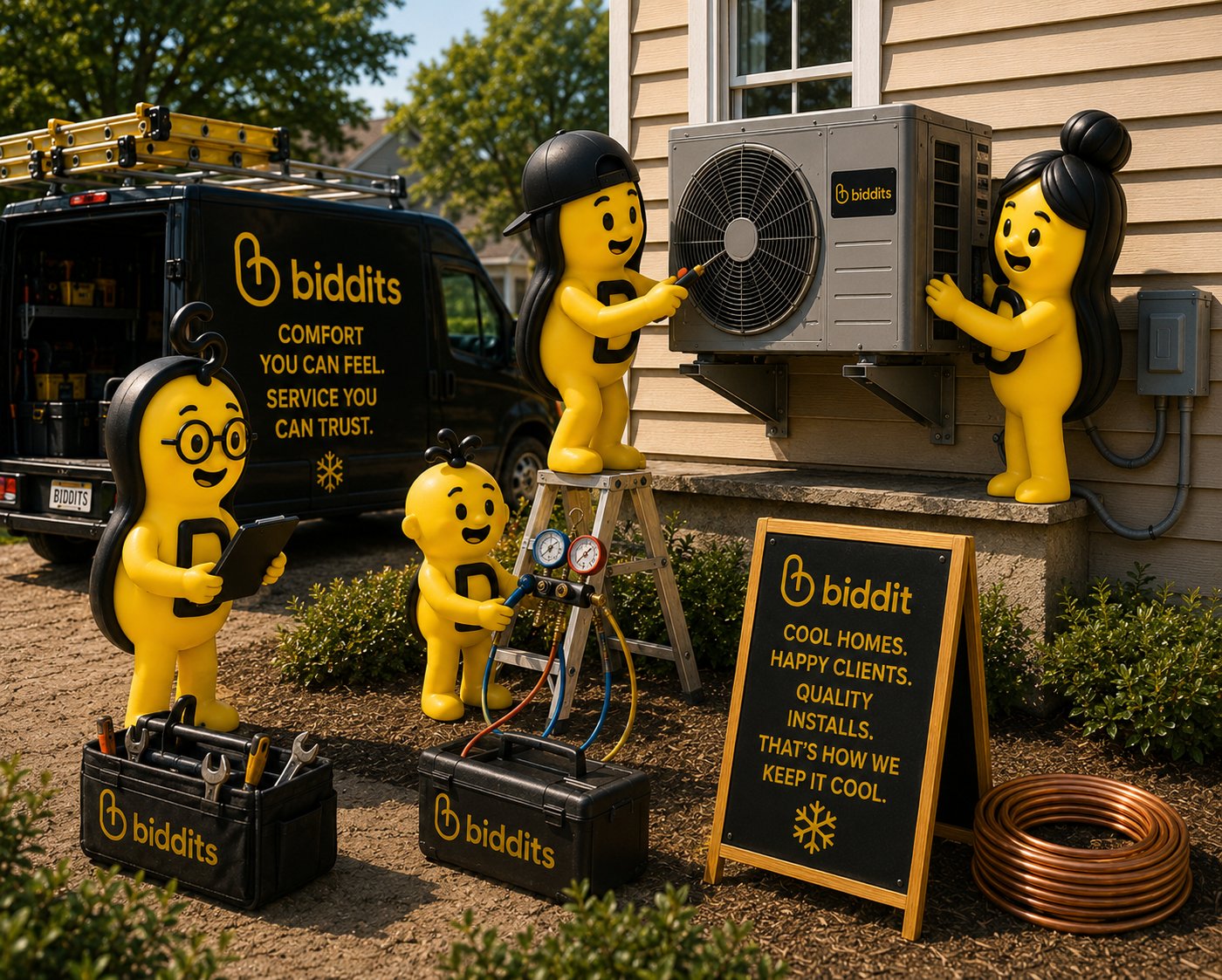 Biddits installing HVAC