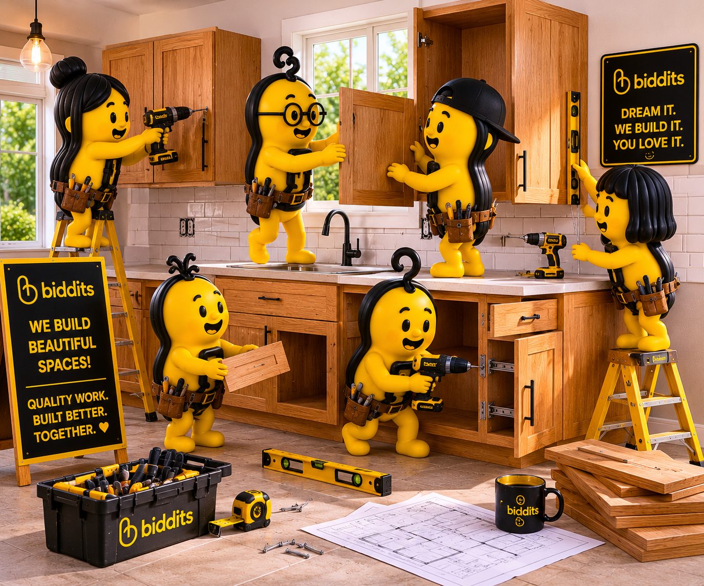The Biddits renovating a kitchen