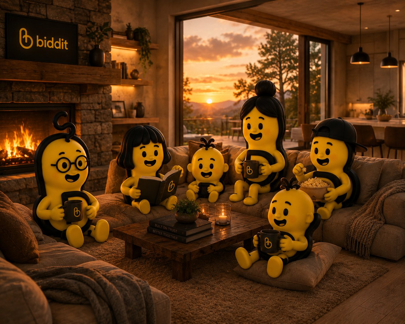 The Biddits relaxing together at home